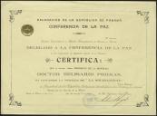 Certificado da atribuição da medalha da solidariedade