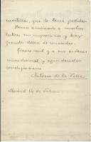 Carta de Antonio de La Villa para António José de Almeida.