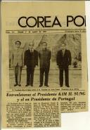 Entrevístanse el Presidente Kim Il Sung y el ex Presidente de Portugal