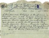 Telegrama de M. Alves Seabra e Bernardino R. Prista para António José de Almeida.