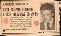 Recorte de jornal do [Diário Popular] com anúncio de entrevista a Jorge Sampaio