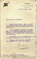 Carta de Jules Hevernon (?) para António José de Almeida.