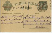 Bilhete-postal de Alberto Lobo para António José de Almeida.