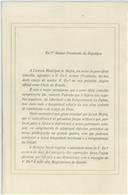 Panfleto da Câmara Municipal de Mafra dirigido a António José de Almeida.