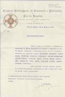 Ofício da Câmara Portuguesa de Comércio, Indústria e Arte do Rio de Janeiro para António José de Almeida.
