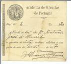 Recibo da Academia de Ciências de Portugal para António José de Almeida.