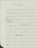 Rascunho de carta de António José de Almeida para Bernardino Machado.
