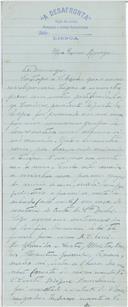 Carta de Benjamim da Costa Jerónimo para [António José de Almeida].