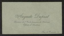 Cartão de visita de Auguste Duprat a Teófilo Braga
