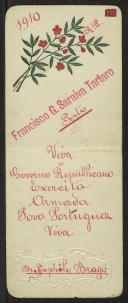 Postal de Francisco G. Saraiva Tartaro a Teófilo Braga