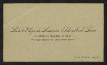 Cartão de visita de Luis Filipe de Lencastre Schwalbach Lucci a Teófilo Braga