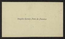 Cartão de visita de Vergílio Correia Pinto da Fonseca a Teófilo Braga