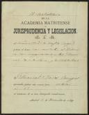 Carta de El Bibliotecario de la academia Matritense de Jurisprudencia e Legislacion, B. L. M., a Teófilo Braga