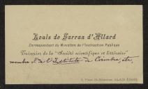 Cartão de visita de Louis de Sarran d'Allard a Teófilo Braga