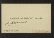Cartão de visita de Alfredo de Kennedy-Falcão a Teófilo Braga