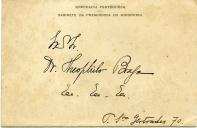 Cartão do Presidente do Ministério a Teófilo Braga