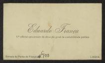 Cartão de visita de Eduardo França a Teófilo Braga