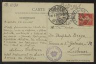 Bilhete-postal de António Cabreira a Teófilo Braga