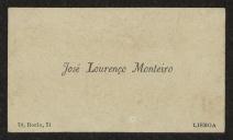 Cartão de visita de José Lourenço Monteiro a Teófilo Braga