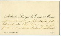 Cartão de visita de António Borges do Canto Moniz