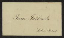 Cartão de visita de Jean Jablonski a Teófilo Braga