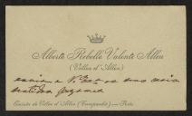 Cartão de visita de Alberto Rebelo Valente Allen a Teófilo Braga