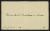 Cartão de visita do Visconde de S. Bartolomeu de Messines a Teófilo Braga
