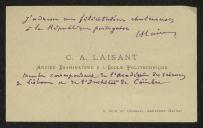 Cartão de visita de C. A. Laisant a Teófilo Braga