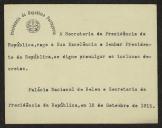 Cartão da Secretaria da Presidência da República a Teófilo Braga