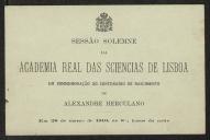 Cartão de visita da Academia Real das Ciências de Lisboa a Teófilo Braga