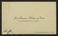Cartão de visita de José Francisco Salazar da Costa a Teófilo Braga