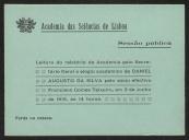Cartão da Academia das Ciências de Lisboa a Teófilo Braga