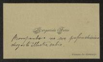 Cartão de visita de Margarida Ferro a Teófilo Braga