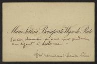 Cartão de visita de Marie Letizia Bonaparte Wysede Rute a Teófilo Braga