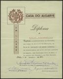 Casa do Algarve - Diploma de Sócio Benemérito 