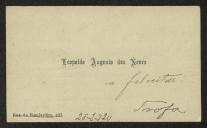 Cartão de visita de Leopoldo Augusto das Neves a Teófilo Braga