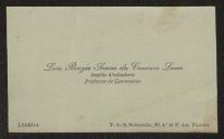 Cartão de visita de Luis Borges Soares da Câmara Leme a Teófilo Braga