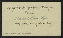 Cartão de visita de António Maria Lopes a Teófilo Braga