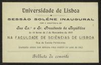 Convite da Universidade de Lisboa a Teófilo Braga