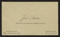 Cartão de visita de José Simões a Teófilo Braga