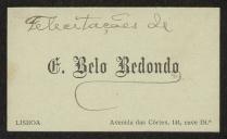 Cartão de visita de F. Belo Redondo a Teófilo Braga