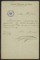 Carta da Câmara Municipal de Lisboa a Teófilo Braga