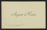 Cartão de visita de Augusto de Castro a Teófilo Braga