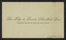 Cartão de visita de Luis Filipe de Lencastre Schwalbach Lucci a Teófilo Braga