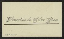 Cartão de visita de Clementina da Silva Neves a Teófilo Braga