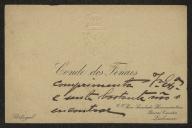 Cartão de visita do Conde dos Fenais a Teófilo Braga