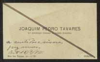 Cartão de visita de Joaquim Pedro Tavares, da 3ª Repartição Técnica da Câmara Municipal do Porto, a Teófilo Braga