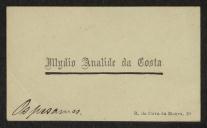Cartão de visita de Ilídio Analide da Costa a Teófilo Braga