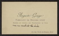 Cartão de visita de Auguste Gouge a Teófilo Braga