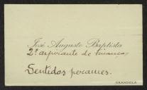 Cartão de visita de José Augusto Baptista a Teófilo Braga